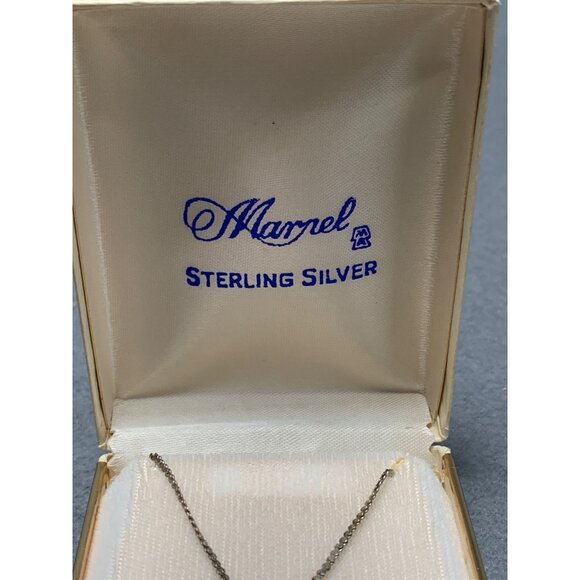 Marvella Sterling Silver Heart Necklace 16" Serpentine Chain Genuine Rose Cut Di - Picture 3 of 6